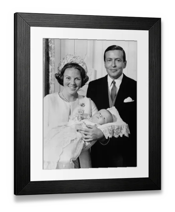 Framed Print : Princess Beatrix and Prince Claus with their Newborn Baby Framed Print : Princess Beatrix and Prince Claus with their Newborn Baby