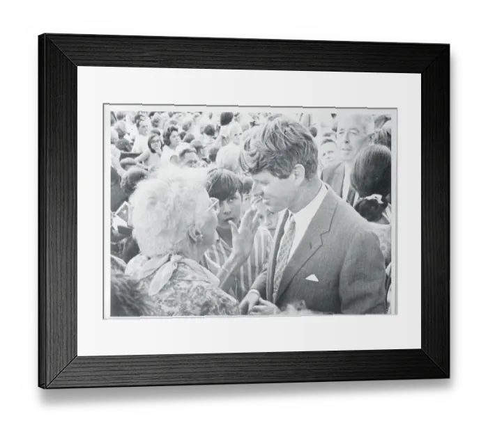 Framed Print : Robert F. Kennedy Being Greeted by Elderly Lady Framed Print : Robert F. Kennedy Being Greeted by Elderly Lady