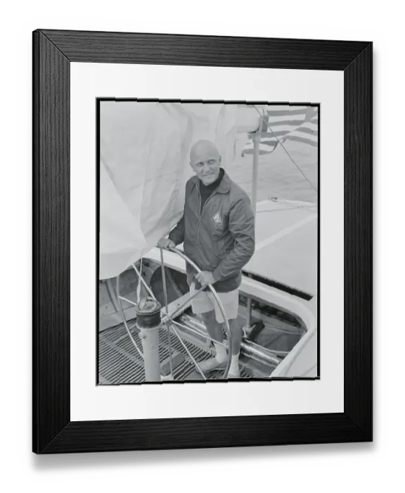 Framed Print : Bill Fickers Smiling on Yacht Columbia Framed Print : Bill Fickers Smiling on Yacht Columbia