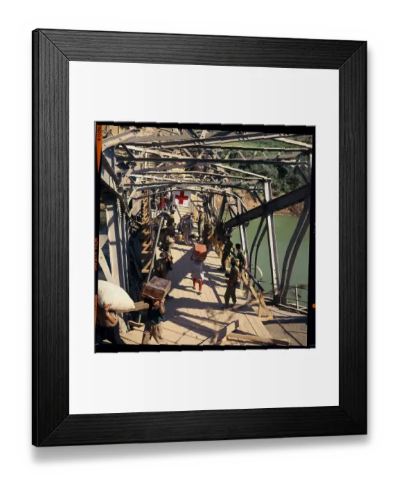 Framed Print : Jordanian Refugees Crossing a Bridge Framed Print : Jordanian Refugees Crossing a Bridge