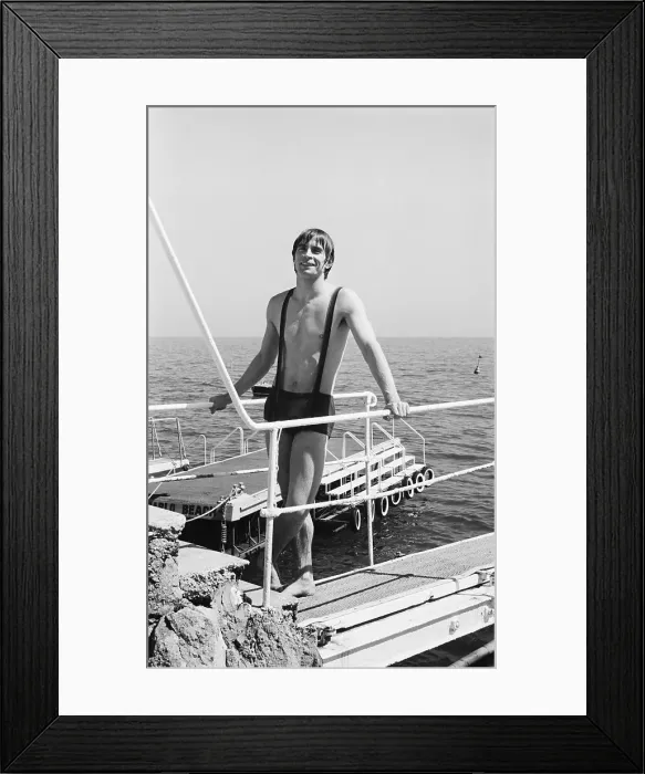 Framed Print : Rudolf Nureyev In Bathing Suit On Pier Framed Print : Rudolf Nureyev In Bathing Suit On Pier