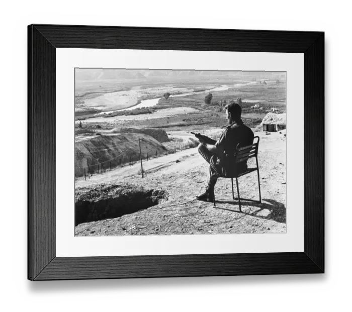 Framed Print : Soldier Looking out at Valley