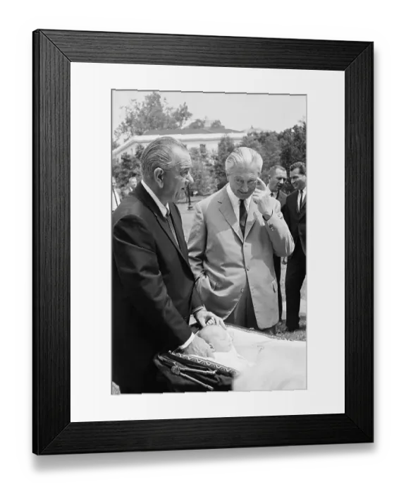 Framed Print : Lyndon B. Johnson Introducing His Infant Grandson Framed Print : Lyndon B. Johnson Introducing His Infant Grandson