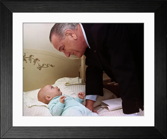 Framed Print : Lyndon B. Johnson with Grandson