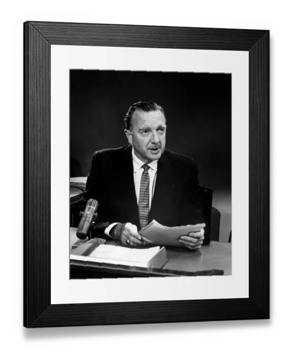 Framed Print : Walter Cronkite Seated At Desk Framed Print : Walter Cronkite Seated At Desk