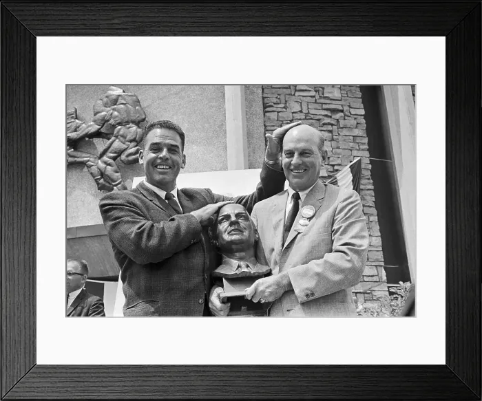 Framed Print : Otto Graham With Coach and Coach's Bust Framed Print : Otto Graham With Coach and Coach's Bust