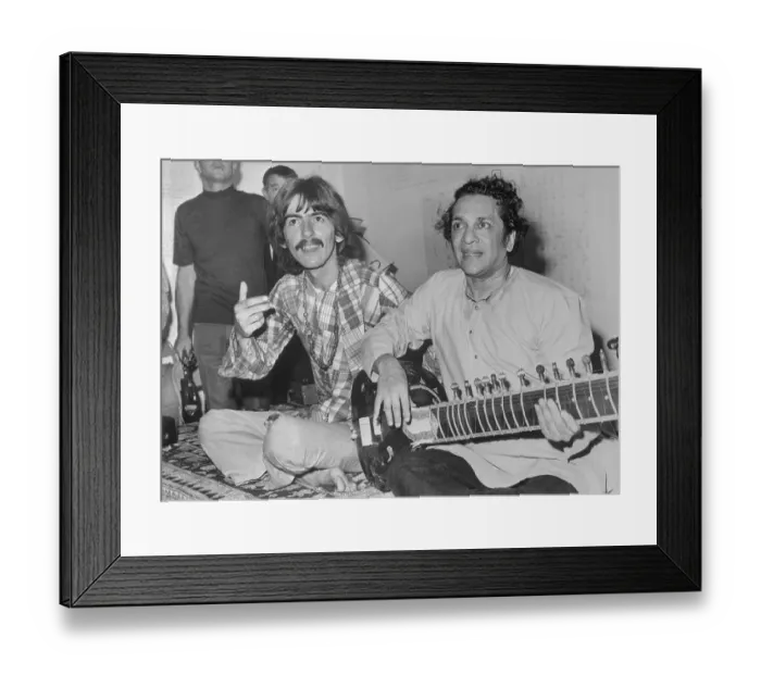 Framed Print : George Harrison with Indian Musician Framed Print : George Harrison with Indian Musician