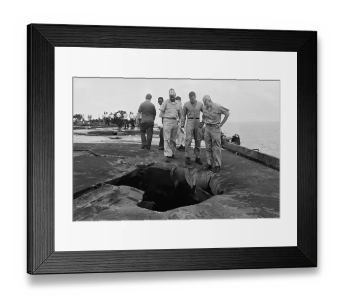 Framed Print : John McCain and Fellow Pilots Examining Hole Framed Print : John McCain and Fellow Pilots Examining Hole
