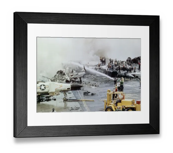 Framed Print : Aftermath Of USS Forrestal Fire Framed Print : Aftermath Of USS Forrestal Fire