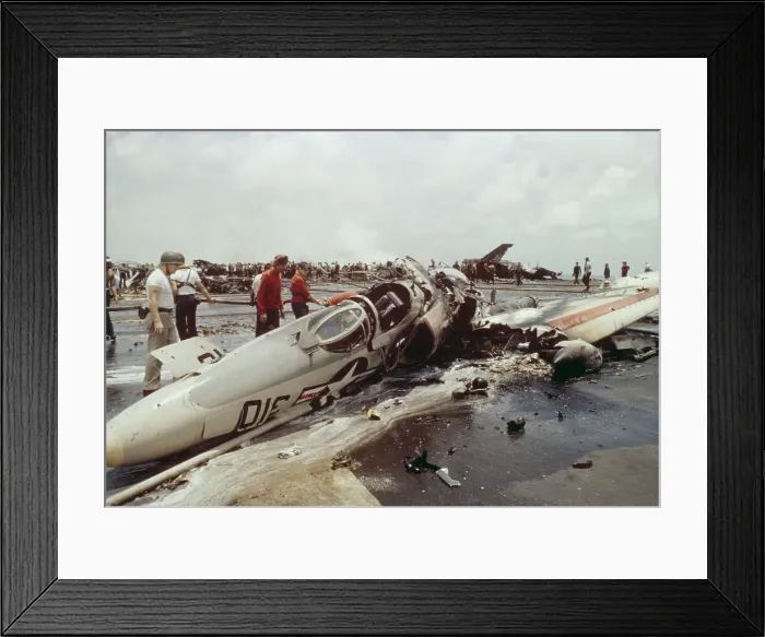 Framed Print : Aftermath Of USS Forrestal Fire Framed Print : Aftermath Of USS Forrestal Fire