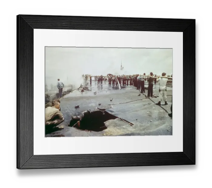 Framed Print : Aftermath Of USS Forrestal Fire Framed Print : Aftermath Of USS Forrestal Fire