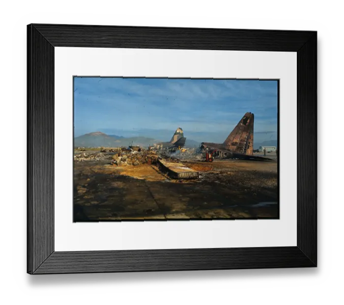 Framed Print : Airfield Covered with Airplane Parts Framed Print : Airfield Covered with Airplane Parts