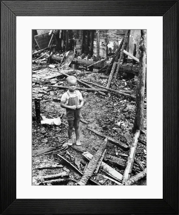 Framed Print : Thomas Allens Stands in Ruins of his Home Framed Print : Thomas Allens Stands in Ruins of his Home