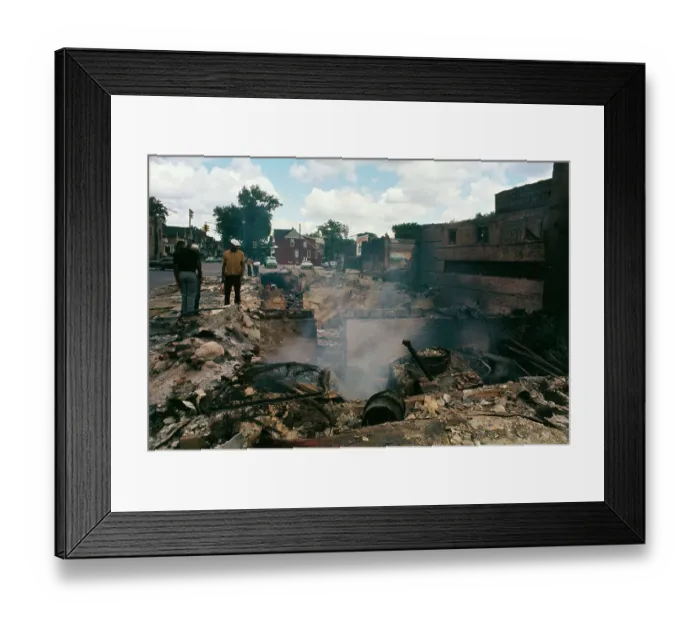 Framed Print : Building in Ruins after Riot Framed Print : Building in Ruins after Riot