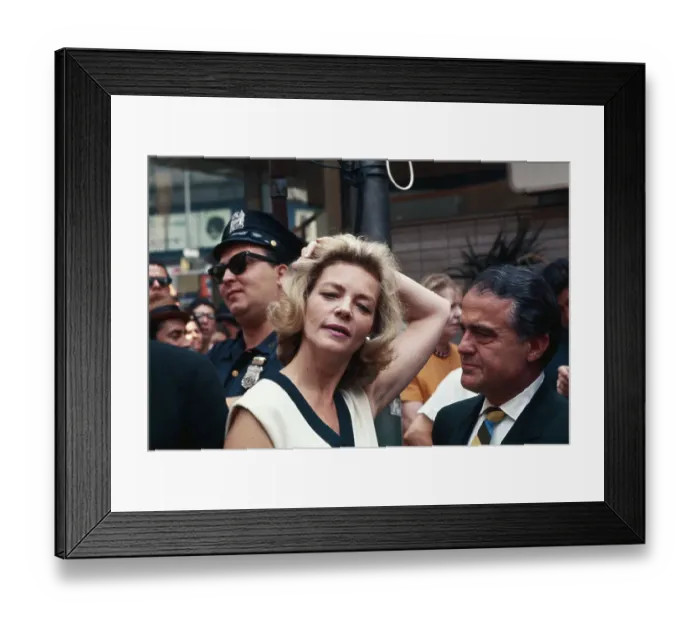 Framed Print : Lauren Bacall and Jack Valenti with Crowd Framed Print : Lauren Bacall and Jack Valenti with Crowd