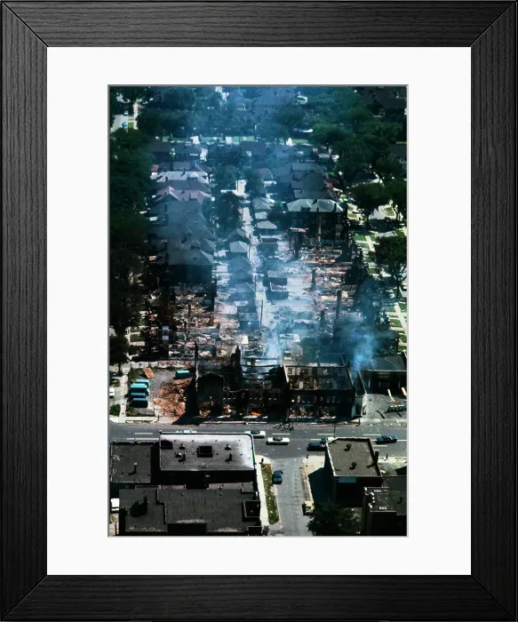Framed Print : Aerial View of Detroit after the Riots Framed Print : Aerial View of Detroit after the Riots