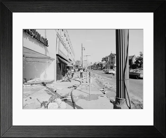 Framed Print : Littered Streets in Detroit after Riots