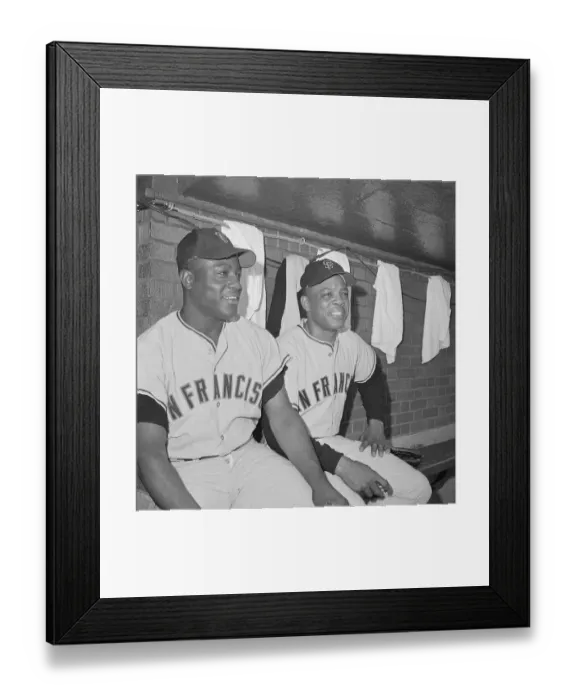 Framed Print : Willie Mays and Jim Hart Sitting in Dugout Framed Print : Willie Mays and Jim Hart Sitting in Dugout