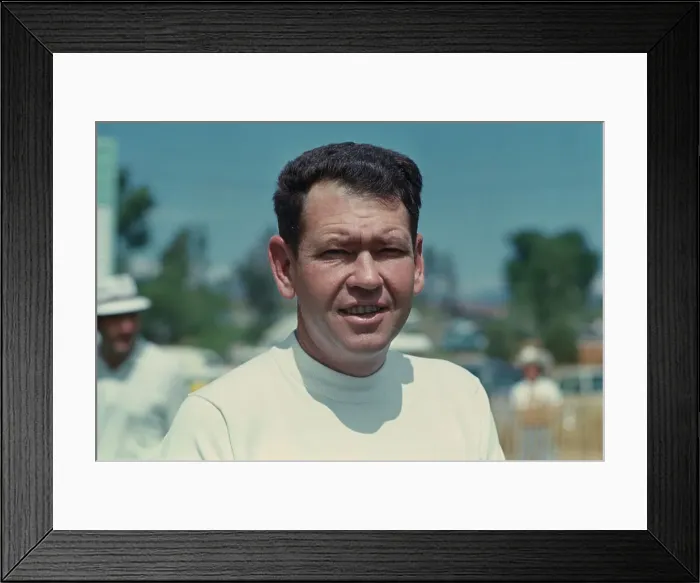 Framed Print : Wes Ellis. American golfer Wes Ellis (1932 - 1984) pictured during a practice Framed Print : Wes Ellis. American golfer Wes Ellis (1932 - 1984) pictured during a practice