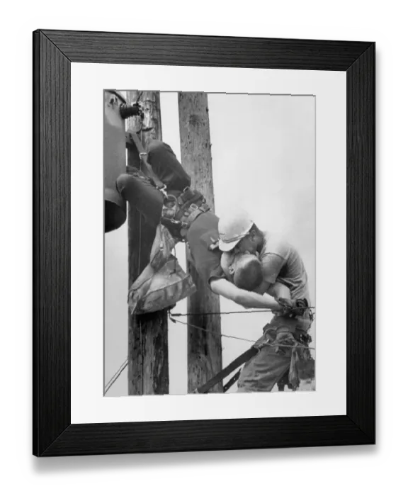 Framed Print : Mouth-To-Mouth Given to Powerline Worker Framed Print : Mouth-To-Mouth Given to Powerline Worker