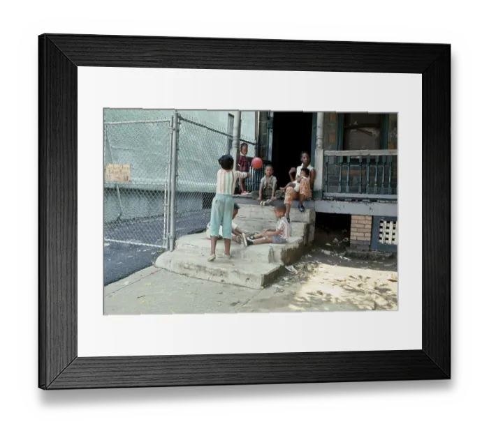 Framed Print : Children On Porch In Newark