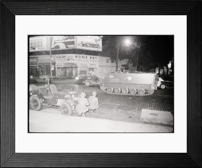 Framed Print : Troops Behind Jeep and Armored Vehicle Framed Print : Troops Behind Jeep and Armored Vehicle