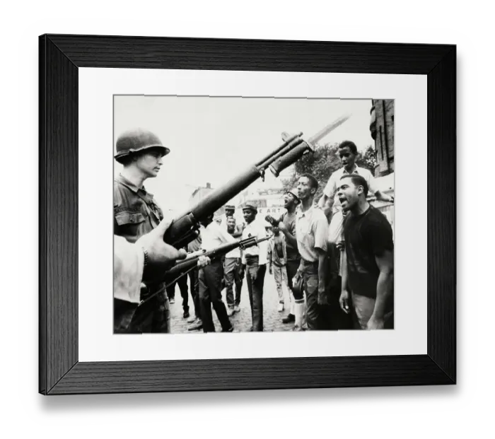 Framed Print : Blacks Jeering at National Guardsmen