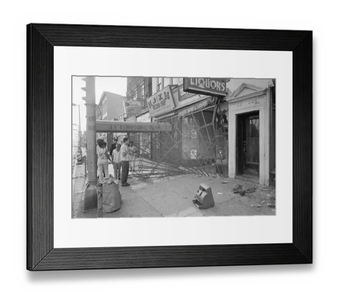 Framed Print : Security Gate Broken of Liquor Store Framed Print : Security Gate Broken of Liquor Store