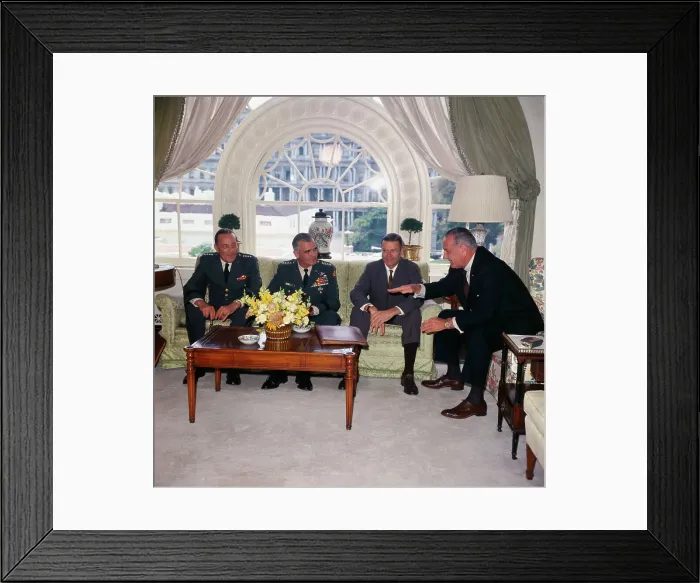 Framed Print : President Johnson and Generals in Meeting Framed Print : President Johnson and Generals in Meeting