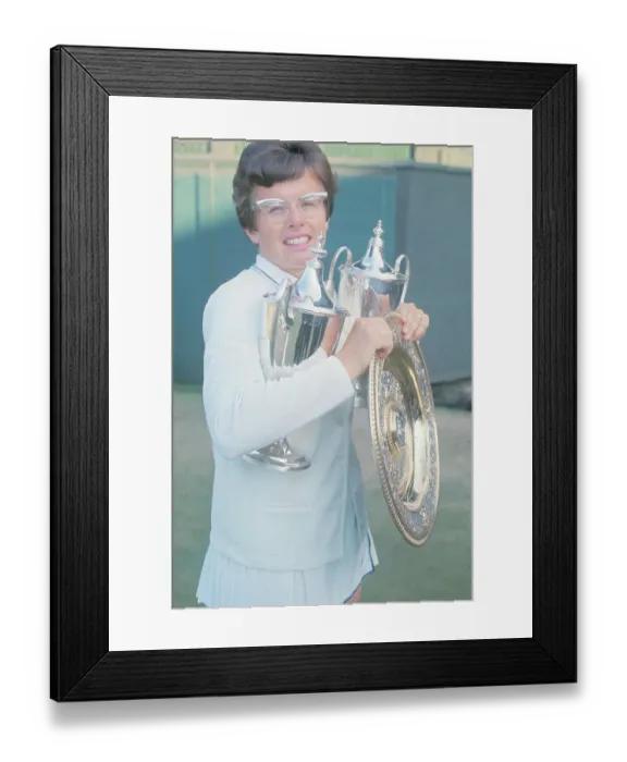Framed Print : Billie Jean King with Trophies Framed Print : Billie Jean King with Trophies