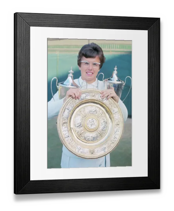 Framed Print : Billie Jean King with Trophies Framed Print : Billie Jean King with Trophies