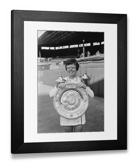 Framed Print : Billie Jean King Holding Trophies Framed Print : Billie Jean King Holding Trophies