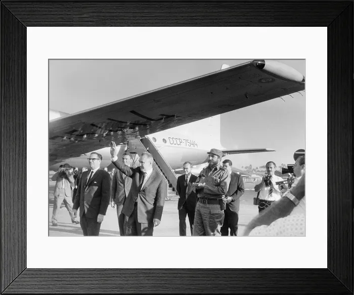 Framed Print : Fidel Castro Seeing off His Visitors Near Airplane Framed Print : Fidel Castro Seeing off His Visitors Near Airplane