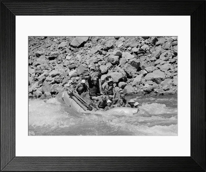 Framed Print : Robert Kennedy and His Friends Riding in Raft Framed Print : Robert Kennedy and His Friends Riding in Raft
