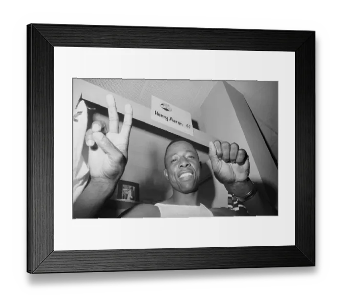 Framed Print : Hank Aaron in Locker Room After 20th Homerun Framed Print : Hank Aaron in Locker Room After 20th Homerun