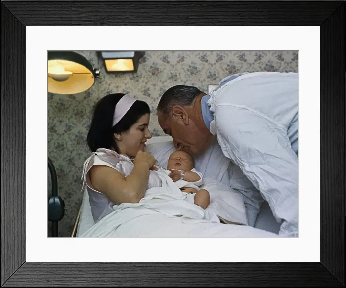 Framed Print : Lyndon Johnson Kissing Forehead of Newborn Grandson Framed Print : Lyndon Johnson Kissing Forehead of Newborn Grandson