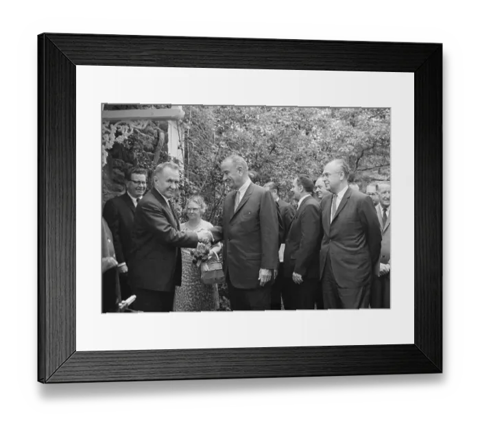 Framed Print : Alexi Kosygin and Lyndon Johnson Shaking Hands Framed Print : Alexi Kosygin and Lyndon Johnson Shaking Hands