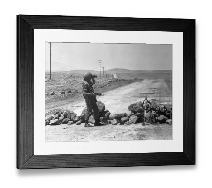 Framed Print : Israeli Soldier Checking Area with Binoculars Framed Print : Israeli Soldier Checking Area with Binoculars