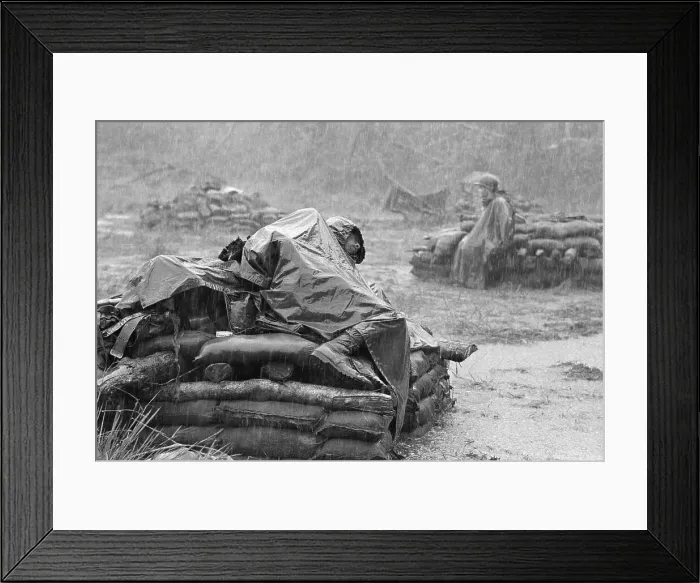 Framed Print : Soldier Sleeping During Downpour in Vietnam Framed Print : Soldier Sleeping During Downpour in Vietnam