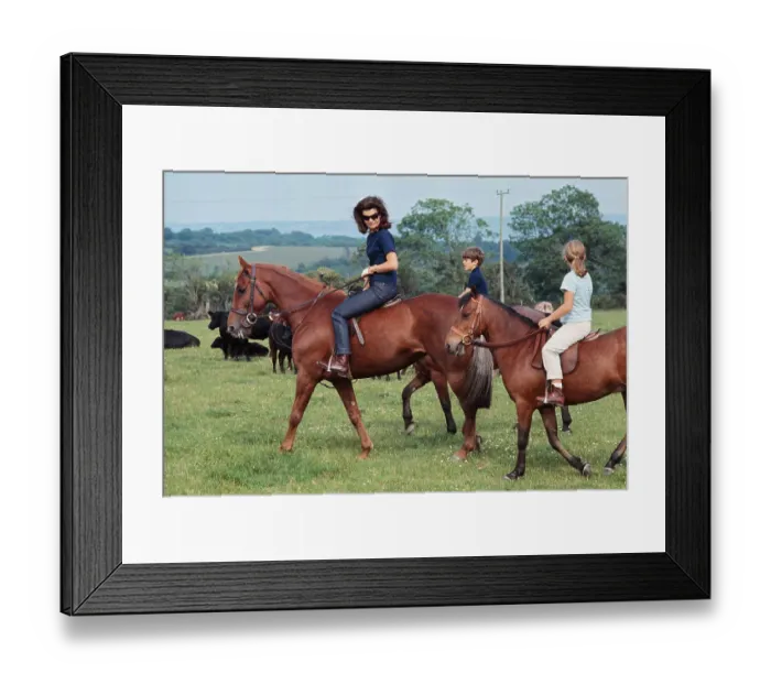 Framed Print : Jackie Kennedy with Her Children Riding Horses Framed Print : Jackie Kennedy with Her Children Riding Horses