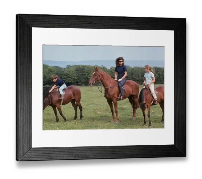 Framed Print : Jackie Kennedy with Her Children Riding Horses Framed Print : Jackie Kennedy with Her Children Riding Horses