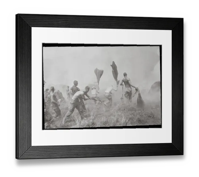 Framed Print : American Troops Putting out Field Fire Framed Print : American Troops Putting out Field Fire
