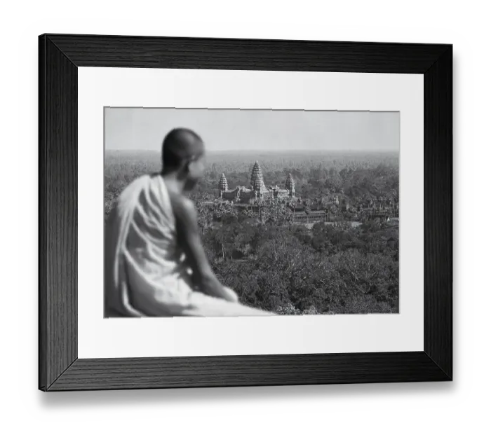 Framed Print : Buddhist Monk Viewing Ancient Ruins of Angkor Vat Framed Print : Buddhist Monk Viewing Ancient Ruins of Angkor Vat