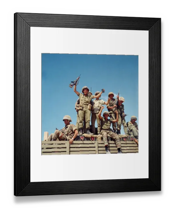 Framed Print : Israeli Troops Raising Weapons Overhead Framed Print : Israeli Troops Raising Weapons Overhead