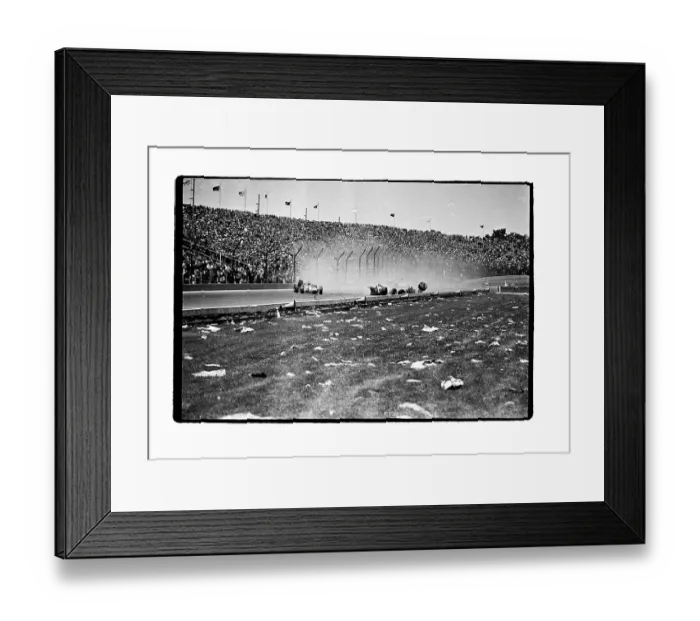 Framed Print : A.J. Foyt Crossing Finish Line in Race Car Framed Print : A.J. Foyt Crossing Finish Line in Race Car