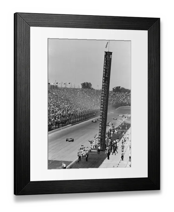 Framed Print : A.J. Foyt Crossing Finish Line in Race Car Framed Print : A.J. Foyt Crossing Finish Line in Race Car