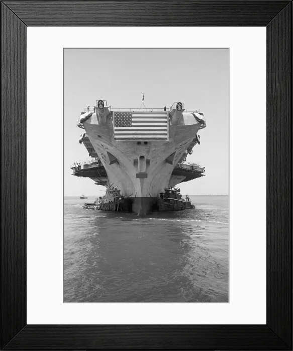 Framed Print : Tugboats Pushing the Aircraft Carrier John F. Kennedy