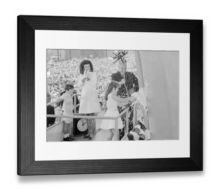 Framed Print : John Fitzgerald Kennedy's Immediate Family Christening a Ship in His Name