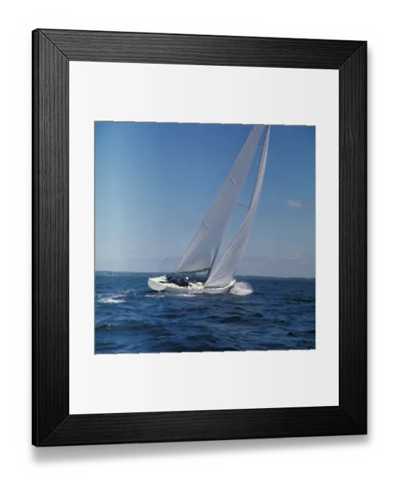 Framed Print : Windblown Sails of Yacht on Open Sea Framed Print : Windblown Sails of Yacht on Open Sea