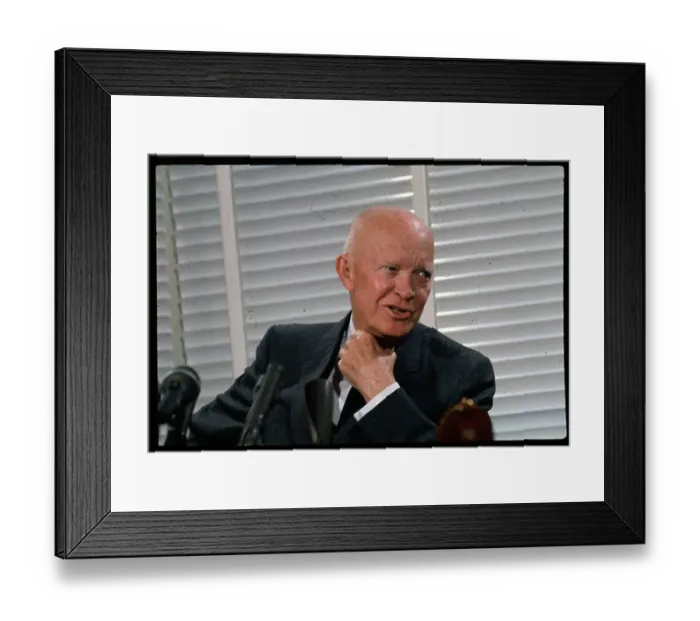 Framed Print : Dwight D. Eisenhower Smiling at News Conference Framed Print : Dwight D. Eisenhower Smiling at News Conference